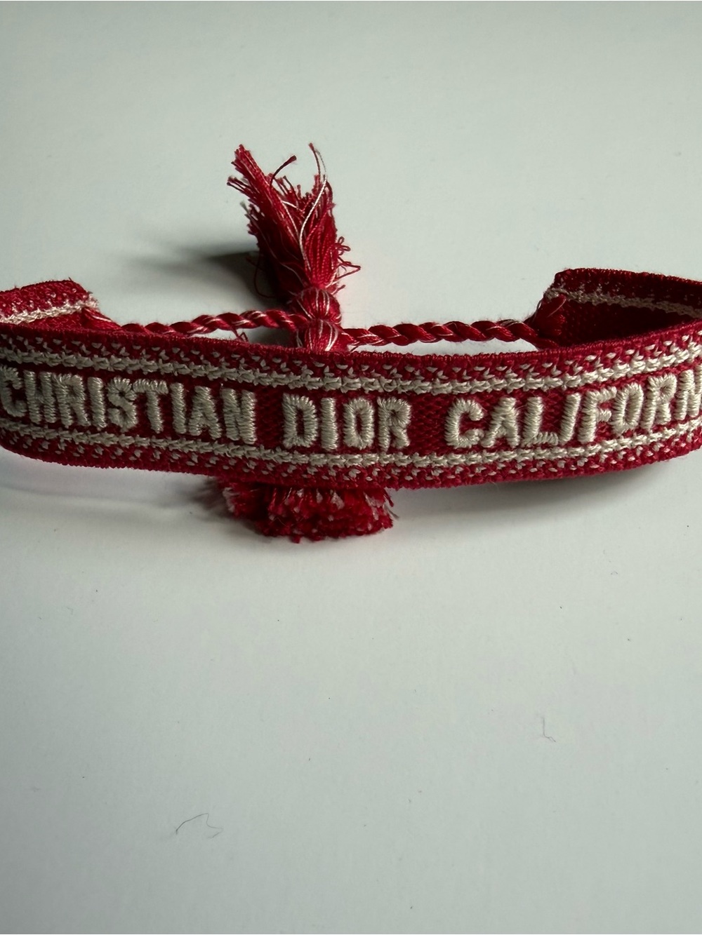 Dior Red and White Woven 'California' Bracelet
